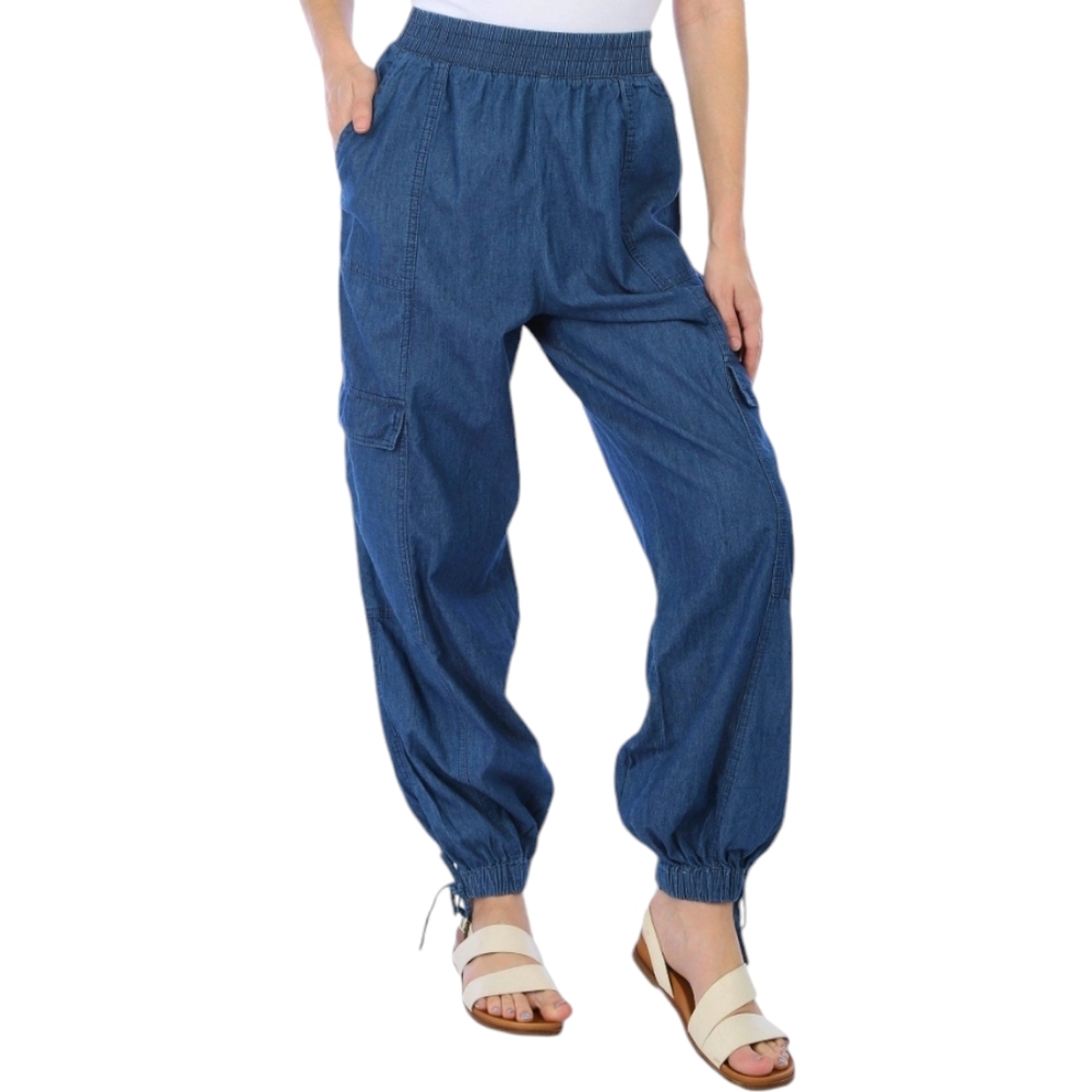 Almost Famous Juniors Faux Denim blue Cargo Joggers Size XL NWT